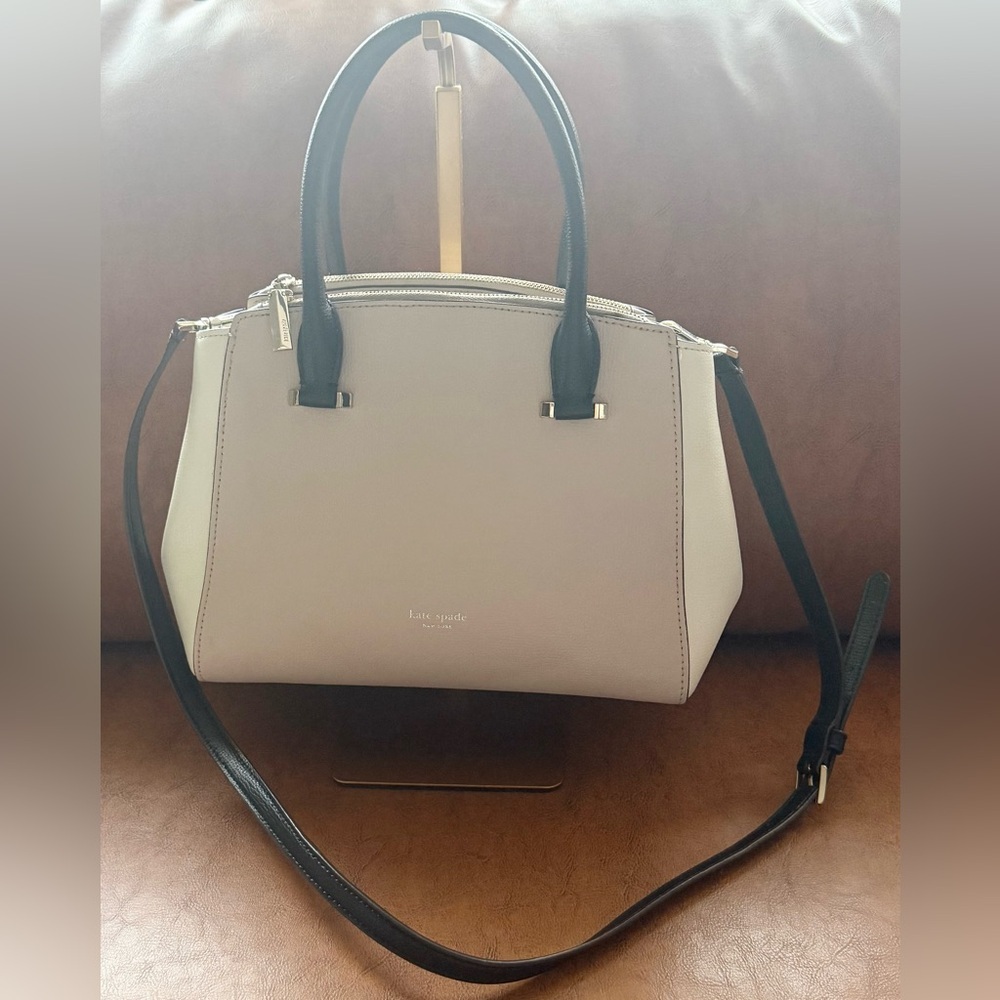 Kate Spade Sydney Double Zip Leather Satchel Crossbody Tusk Multi Medium EUC